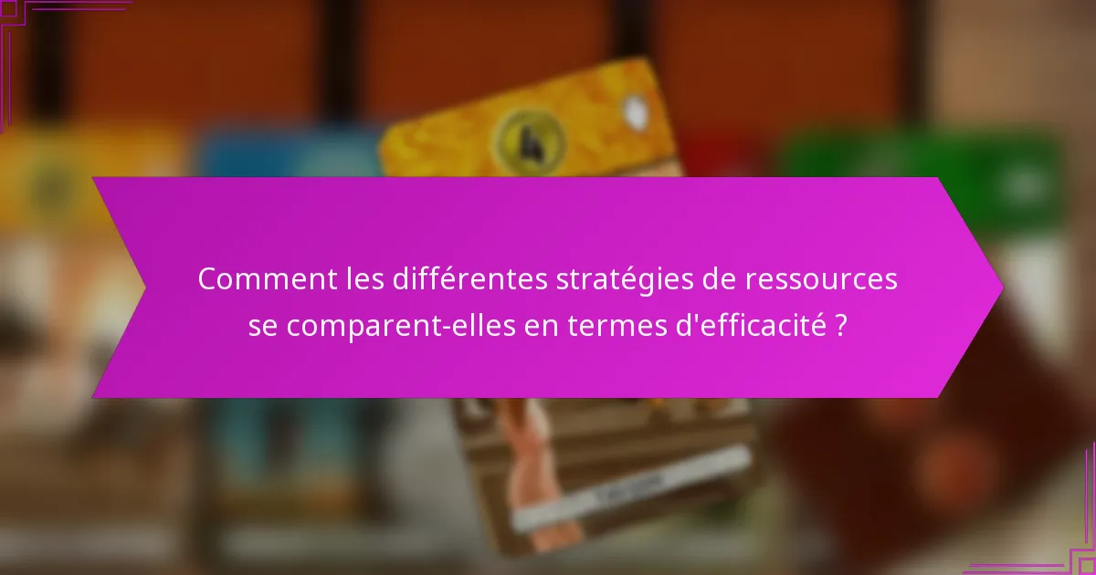 Comment les différentes stratégies de ressources se comparent-elles en termes d’efficacité ?