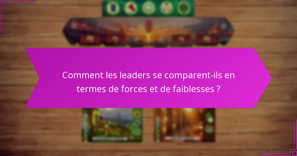 Comment les leaders se comparent-ils en termes de forces et de faiblesses ?