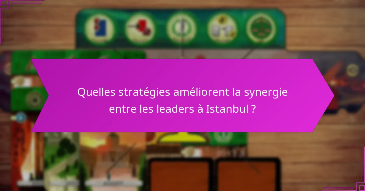 Quelles stratégies améliorent la synergie entre les leaders à Istanbul ?