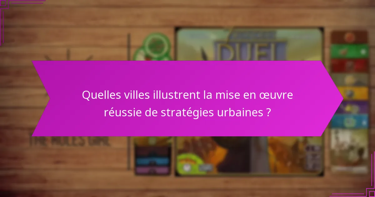 Quelles villes illustrent la mise en œuvre réussie de stratégies urbaines ?